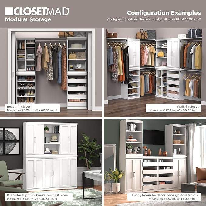 ClosetMaid Modular Storage Shelf Unit with 3 Shelves, White