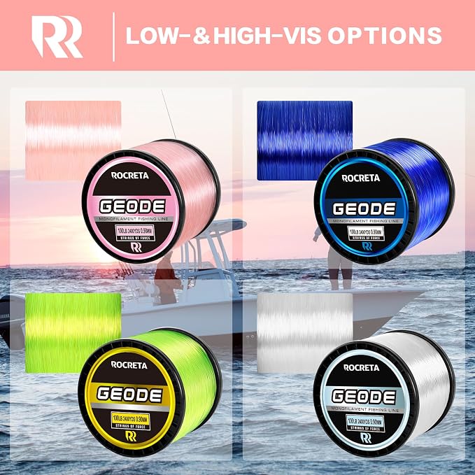 Geode Monofilament Fishing Line - Premium Resistant Nylon Mono Fishing Line 3-100lb - Superior Freshwater & Saltwater Mono Leader Materials 500/1200/2400yds