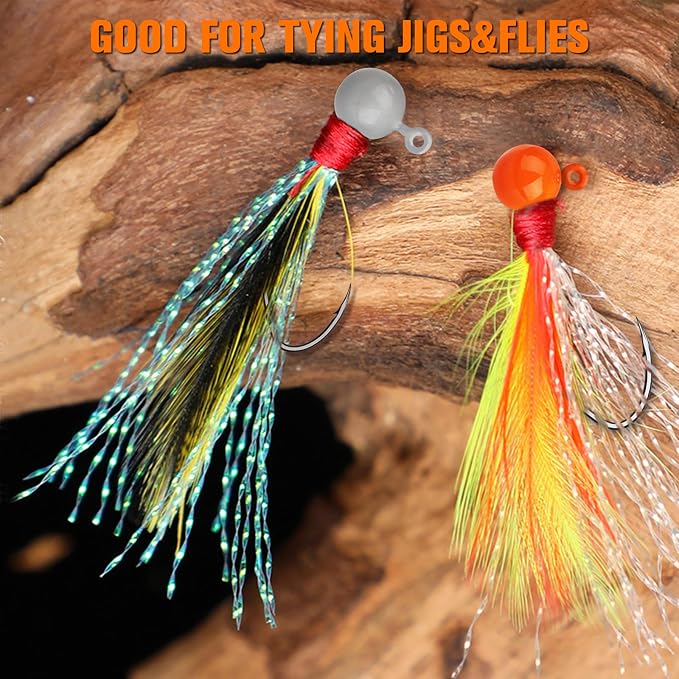 Dovesun 100pcs Fly Tying Jigs Kit, Jig Heads for Fly Fishing 1/124oz 1/80oz 1/64oz 1/32oz 1/16oz Jig Head Small Fly Fishing Hooks DIY Lure Making Kit Suit for Tying Flies | Crappie Lures
