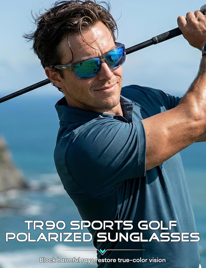 ATTCL Polarized Sunglasses Men for Fishing: UV Protection Lightweight TR90 Sports Wrap Sun Glasses Driving Golf Running