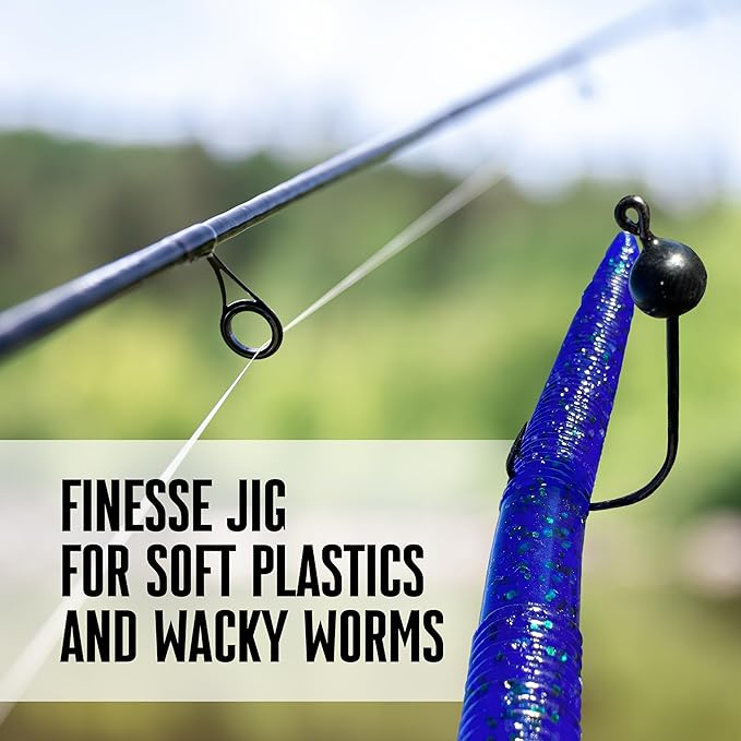 Reaction Tackle Tungsten Wacky Jig Heads - 5-Pack for Bass Fishing Jigs, Weedless Option Wacky Worm Hook - Finesse Jig for Soft Plastics