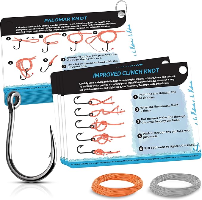 Fishing Knots Pocket Guide – Waterproof Fishing Knot Guide Card with 20 Essential Knots and Rigs – 2.5" x 3.5" Durable Quick Reference – Perfect Pocket Guide Fishing Gift for Anglers