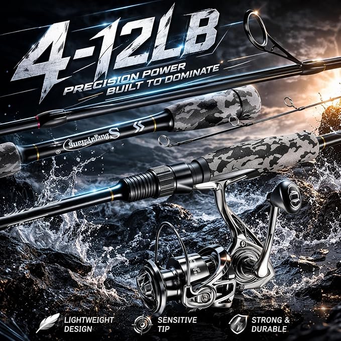 Sougayilang Fishing Rod and Reel Combo, Stainless Steel Guides Fishing Pole with Spinning Reel Combo for Bass Fishing
