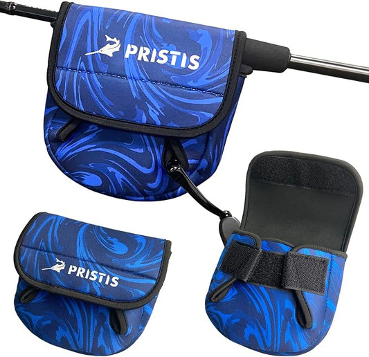 Pristis Spinning Reel Cover, Protective Pouch Bag made of 3mm Thick Impact Resistant Neoprene, Soft Adjustable Fishing Storage Protection Sleeve Case Accessory Gear for 4000-7000 series, size: L