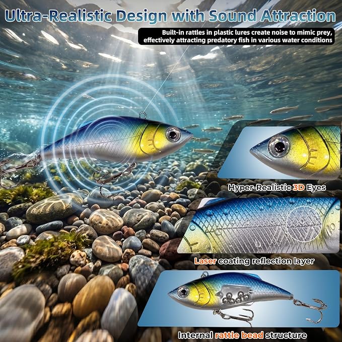 Fishing Lures - Fishing Kit Included 193Pcs Fishing Accessories and Tackle Box, Frogs, Minnows, Soft Baits, Hooks & Weights Accessories Gear Gift for Men Freshwater Bass Trout
