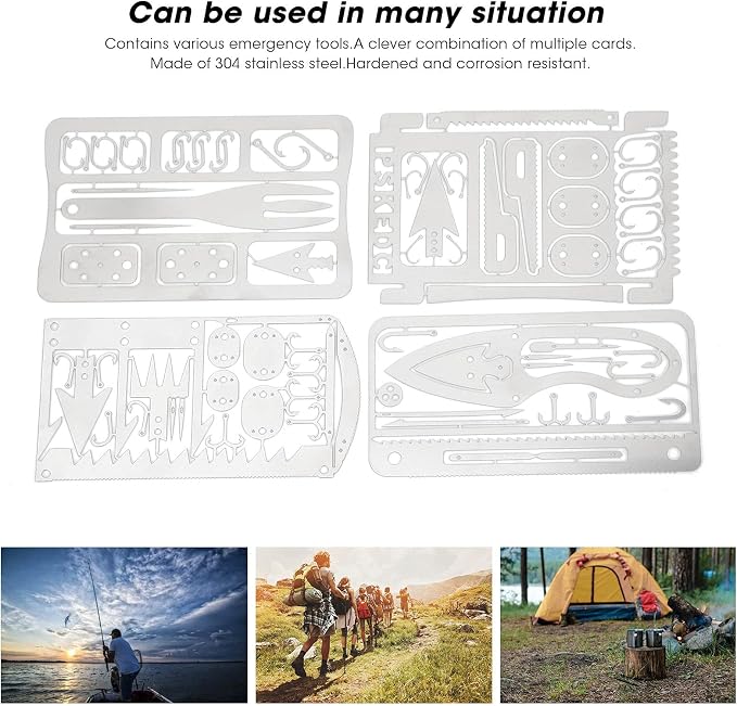 CUIFATI 4Pcs, Multitool Camping Gear Multipurpose Survival Kits and EDC Kit for Fishing Outdoor Hiking Gift Idea