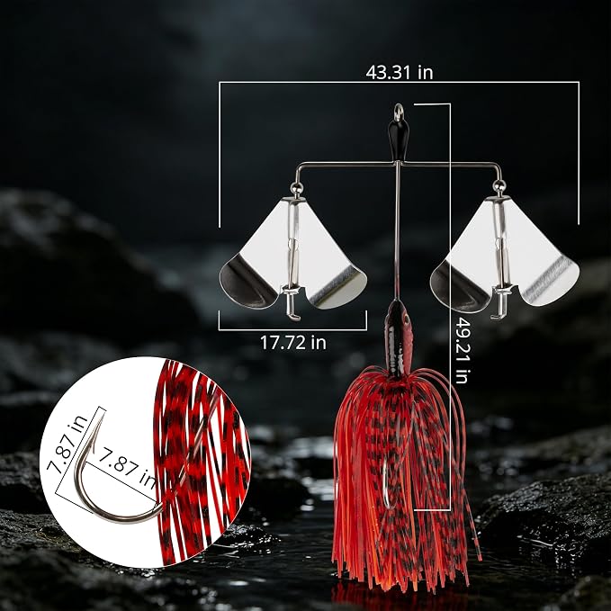 5 Pcs Bass Spinner Baits, Fishing Lures with Skirt, Metal Blade Spinnerbait for Trout, Salmon, Pike, and Predatory Fish