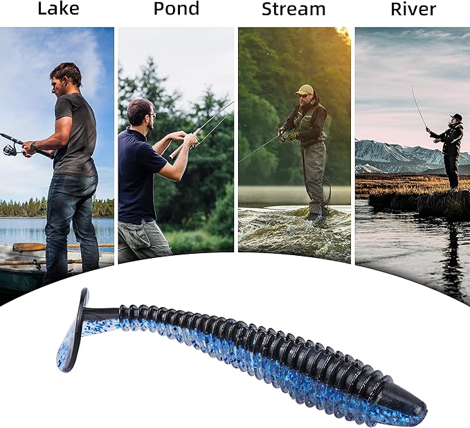 Paddle Tail Swimbaits 100/80/50PCS, 5/4/3/2 inch Soft Fishing Lures Bulk Pack – Durable Lifelike Action Lures for Bass, Trout, Crappie – Freshwater & Saltwater Fishing Gifts
