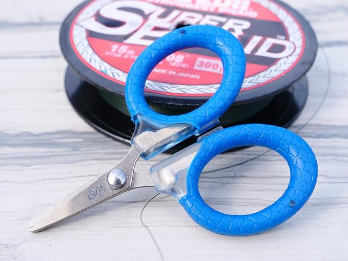 Cuda 3-Inch Titanium-Bonded Micro Fishing Scissors for Mono, Fluorocarbon & Braided Line with Dual Serrated Edges (18826), Blue (Pack of 2)