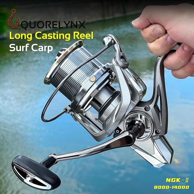 Saltwater Spinning Reels 8000/10000/14000, Heavy Duty Surf Fishing Reel for Long Casting, 6+1BB, 4.8:1 Gear Ratio, 61lbs Max Drag, Corrosion-Resistant CNC Aluminum High Capacity Spool