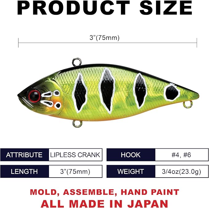 LUCKY CRAFT LV 500, Freshwater Bass Fishing Lure, Lipless Crank Bait, Smallmouth, Sinking, Tournament Winning, Perfect Wobbling, Fishing Gear, Fishing Accessories, Fishing Tackle