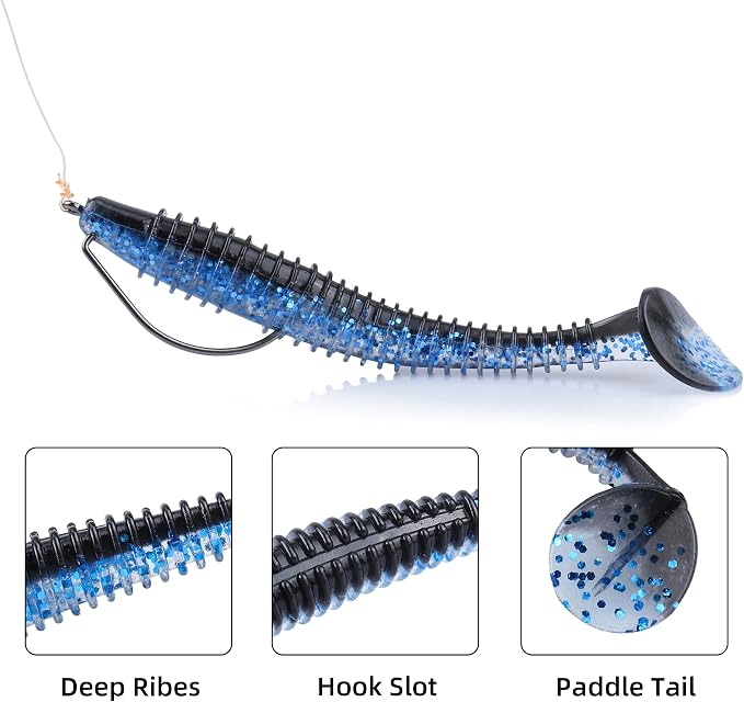 Paddle Tail Swimbaits 100/80/50PCS, 5/4/3/2 inch Soft Fishing Lures Bulk Pack – Durable Lifelike Action Lures for Bass, Trout, Crappie – Freshwater & Saltwater Fishing Gifts