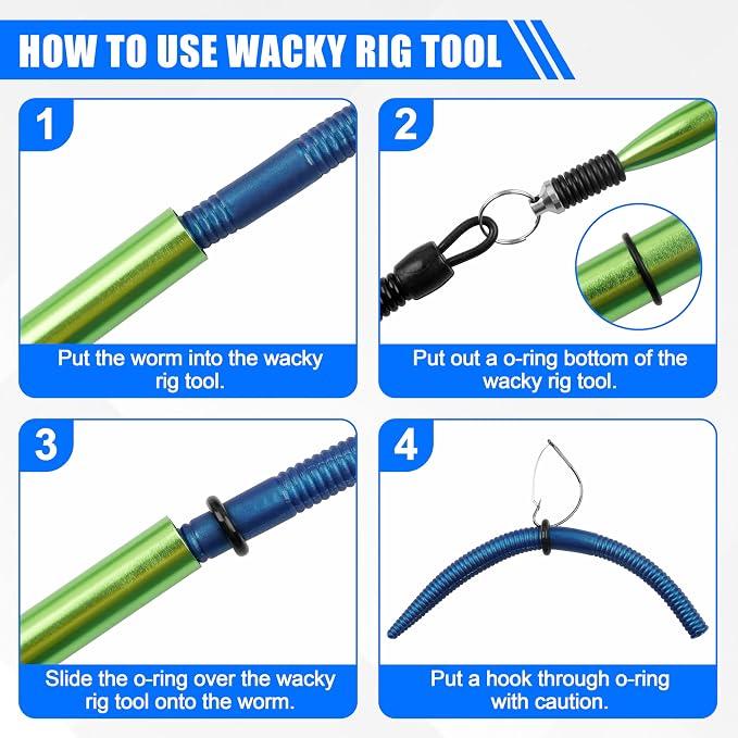 Wacky Rig Kit for Bass Fishing, 70pcs Wacky Worm Kit with Wacky Hooks, O-Rings, Wacky Tool, Soft Stick Worms and Tackle Box, Bass Fishing Lures for Largemouth and Smallmouth Bass