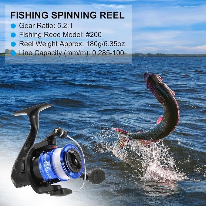 PATIKIL Fishing Reel Left/Right Interchangeable Handle with Fishing Lines