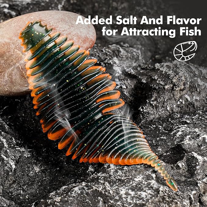 4.15'' Soft Swimbait Fishing Soft Plastic Lures 8pcs/24pcs Double-Color Lure for Bass Fishing Worms for Largemouth Bass