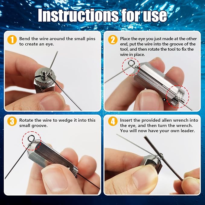 Eupheng Anti-Slip Stainless Steel Twist Fishing Tool, Mini (0.014"-0.032") & Large (up to #19 Gauge) Sizes Single Strand Haywire Twist Tool for Fishing Wire Leader Rig Making