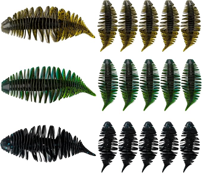 THKFISH Soft Swimbait 5/6 PCS or 15/18 PCS Soft Plastic Fishing Lures Bass Lures Swim Baits Lures for Bass Fishing Worms for Bass