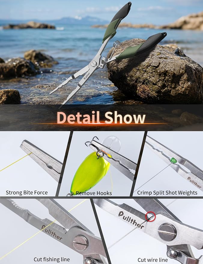 Fishing Tools Kit,Fishing Hook Remover Pliers, Fish Lip Gripper, Muti-Function Fishing Gear with Lanyard, Saltwater Resistant Fishing Accessories