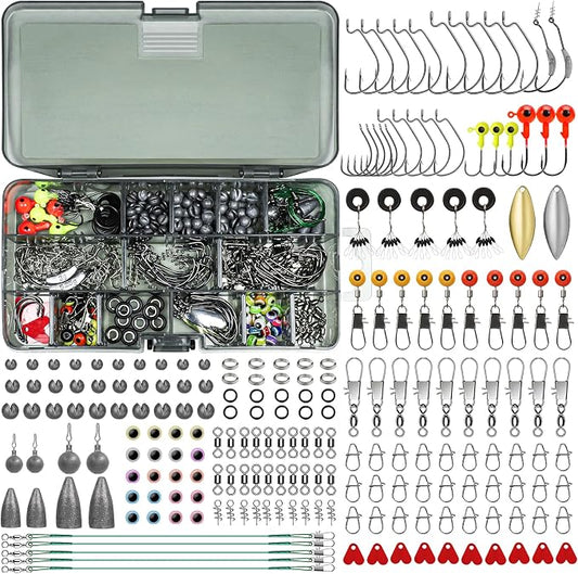 TRUSCEND Complete Fishing Lures - Tackle Box with Tackle Included - Crankbaits, Minnows, Frogs, Vibes, Poppers, Spinners, Spoons, Soft Baits, Hooks & Weights Accessories Kit for Bass Panfish Trout