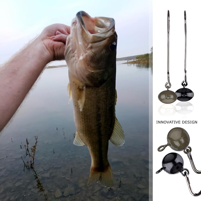 Reaction Tackle Tungsten Football Swing Jig Heads - Bass Fishing Jigs -Swinging Action Trigger Bait -Versatile Jig with Sharp Hooks -Mimics Crawfish (3-Pack)