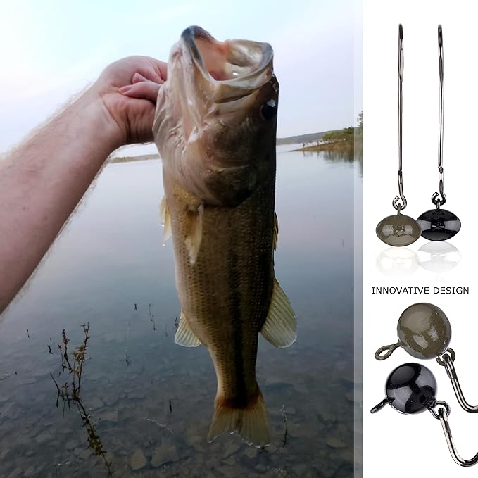 Reaction Tackle Tungsten Football Swing Jig Heads - Bass Fishing Jigs -Swinging Action Trigger Bait -Versatile Jig with Sharp Hooks -Mimics Crawfish (3-Pack)