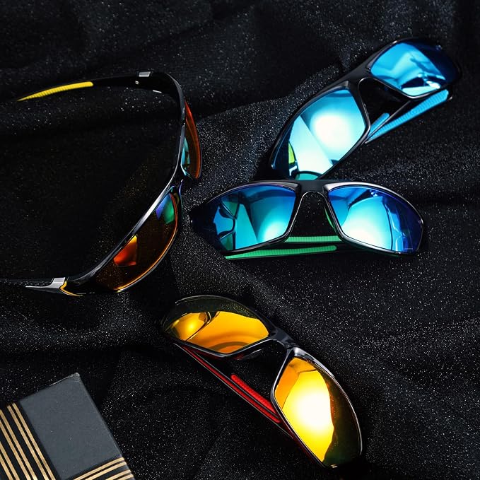 TOODOO 4 Pairs Men Polarized Sunglasses with UV Protection Driving Glasses Sports for Sport Outdoor Activities