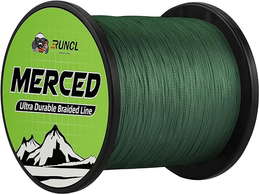 RUNCL Braided Fishing Line Merced, 1000 500 300 Yards Braided Line 4 8 Strands, 6-200LB - Proprietary Weaving Tech, Thin-Coating Tech, Stronger Smoother for Freshwater Saltwater