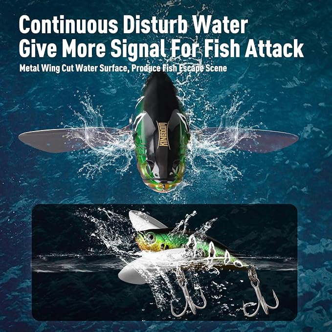 KINGDOM 3PCS Topwater Fishing Lures for Bass Whopper Popper Fishing Lure for Bass Catfish Pike Perch Floating Pencil Bait with Propeller Tail Freshwater/Saltwater
