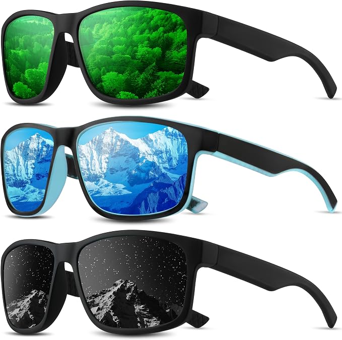 Square Polarized Sunglasses for Men and Women, Mens Sunglasses UV Protection with Lightweight Frame Sun Glasses