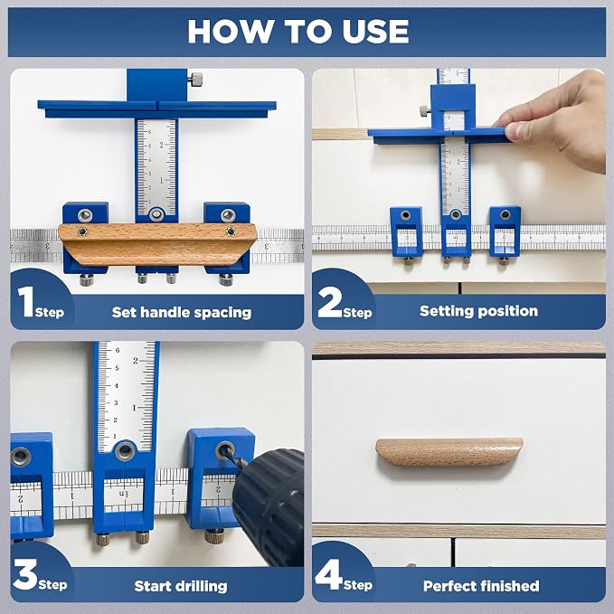 Cabinet Hardware Jig, Cabinet Handle Jig, Cabinet Hardware Template Tool, Punch Locator Drill Guide for Handle Knob Pull Installation of Door and Drawer woodworking tools