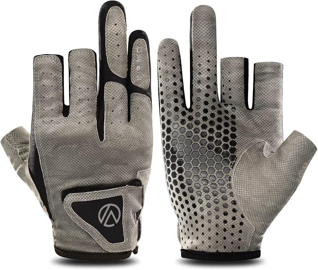 Fishing Gloves 3 Fingerless,Abrasion Resistant, Anti-Slip,Lightweight Breathable for Men Women,Ideal for Lure Fishing