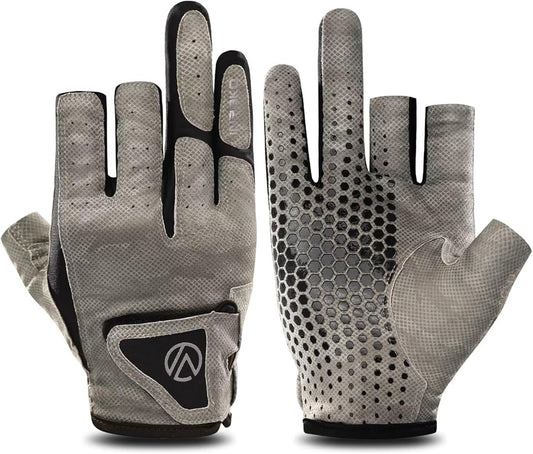 Fishing Gloves 3 Fingerless,Abrasion Resistant, Anti-Slip,Lightweight Breathable for Men Women,Ideal for Lure Fishing
