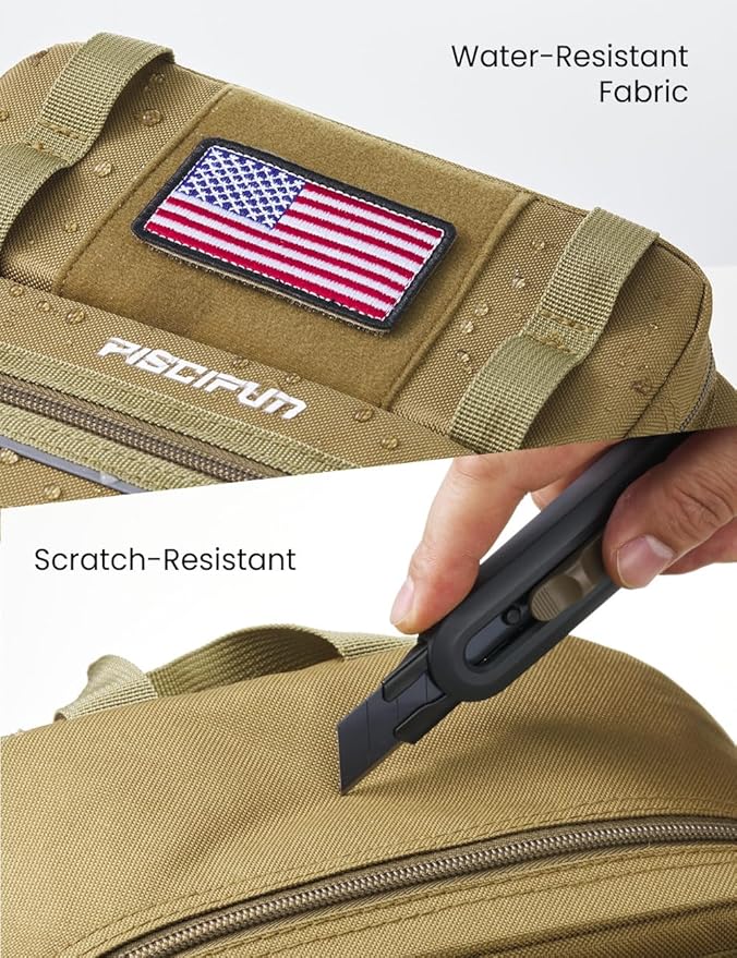 Piscifun Fishing Backpack Tackle Bag with 2 Rod Holders, Multi-Compartment Storage, MOLLE System, Water-Resistant Lightweight Outdoor Pack