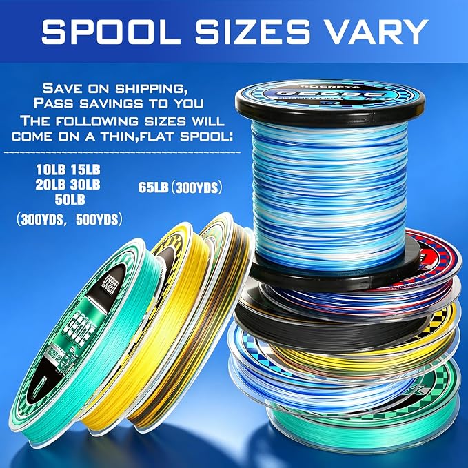 Geode Braided Fishing Line, 10-200 lb, 8 Strands, 300yds/500yds/1000yds, Colored Braid Superline