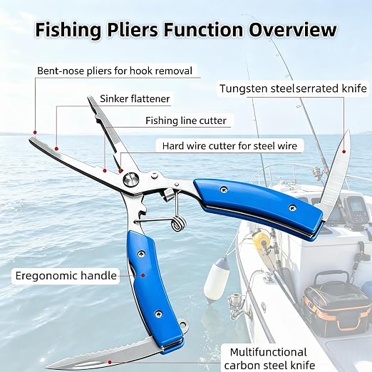 Fish Lip Gripper, Fish Gripper with Scale, Multifunctional Fishing Pliers with Hook Remover and Split Ring Tool, Ideal Fishing Gift for Men