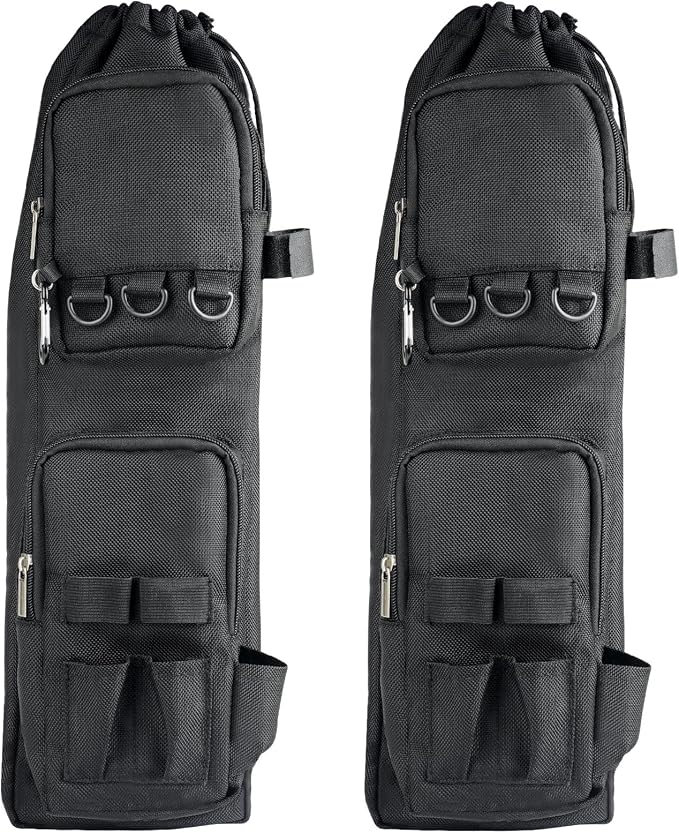 mouhike 2Pack 20-inch Drawstring Crossbody Fishing Storage Bag with Front Pockets Rod Holder Belt, Portable Fishing Tackle Carrier Box for Telescopic Rod, Adjustable Travel Fish Tool Accessory Case