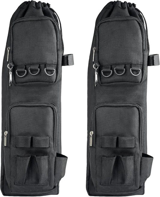 mouhike 2Pack 20-inch Drawstring Crossbody Fishing Storage Bag with Front Pockets Rod Holder Belt, Portable Fishing Tackle Carrier Box for Telescopic Rod, Adjustable Travel Fish Tool Accessory Case