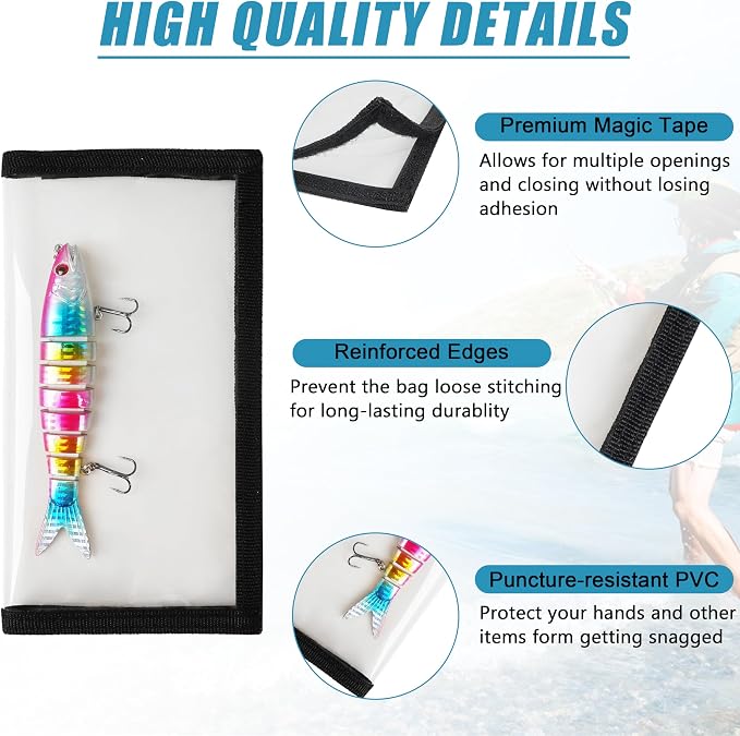 Fishing Lure Wraps, Fishing Hook Covers Durable Clear PVC Lure Covers Keeps Fishing Safe Easily See Lures Bait Storage Protector