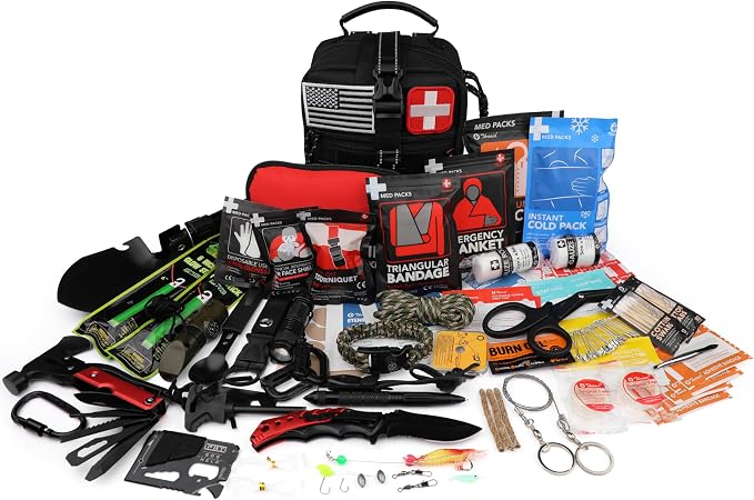 Survival First Aid Kit, 190 Pcs Survival Gear and Medical Supplies, Military IFAK EMT Molle Tactical Pouch for Outdoor, Camping, Hiking, Car, Vehicles and More