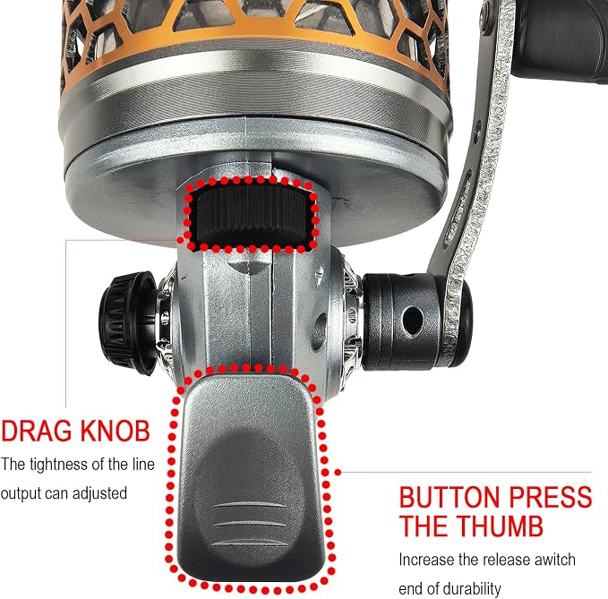 Spincast Fishing Reel, All-Metal Gears, Easy to Use Push Button Casting Design, Changeable Right/Left-Hand Retrieve