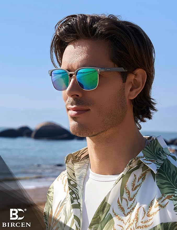 BIRCEN Mens Polarized Sunglasses for Driving: Al-Mg Metal UV Protection Sun Glasses Square Shades for Fishing Travel 2026