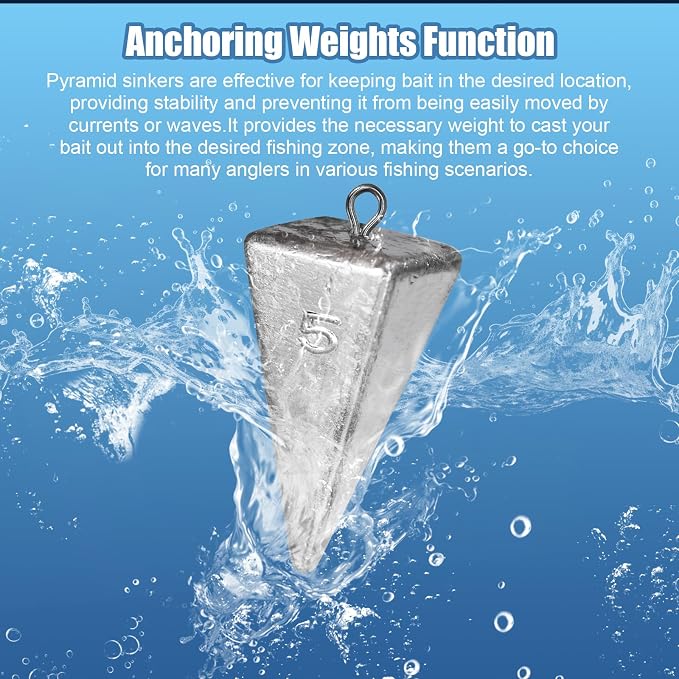 Triangle Fishing Weights 4-Sided Pyramid Sinkers Lead Fishing Weights and Sinkers for Saltwater Ocean Surf 1oz-32oz/2LB