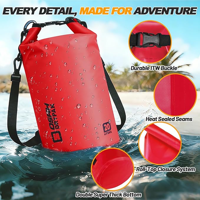Waterproof Dry Bag, 5L/10L/20L/30L/40L Roll Top Lightweight Storage Backpack with Phone Case for Women & Men, Floating Waterproof Sack for Travel, Swimming, Kayaking, Paddle Board, Camping & Beach