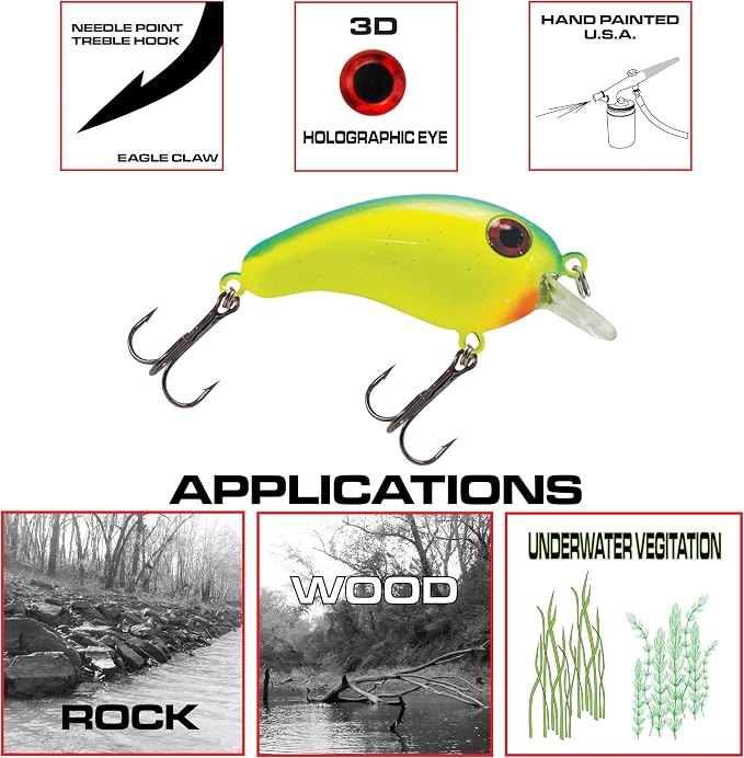 Luck E Strike Crappie Magic Crankbait (2 Inch Crappie Lure) Made in The USA