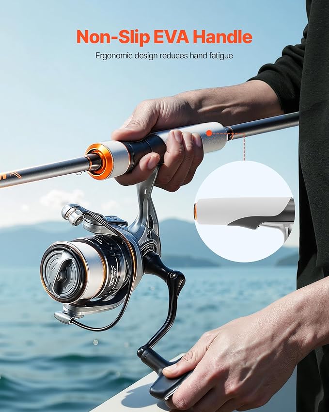 VEVOR Rod and Fishing Reel Combo, IM6/7 Carbon Fiber Spinning/Baitcasting Rod and Reel Combo, Bass Fishing Pole, Stainless Steel Guides with Ceramic Rings