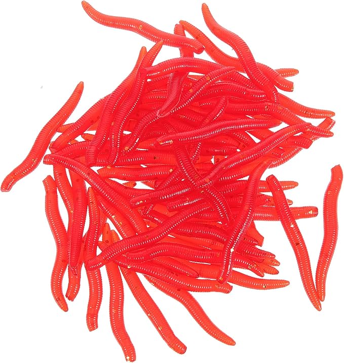 Alipis 500pcs Soft Fishing Lures Worms Set, Realistic Silicone Earthworm Bait for Bass and Trout, Freshwater and Saltwater Fishing Tackle