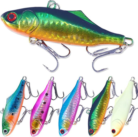 Lipless Crankbait, Rattle Trap Fishing Lures for Freshwater Saltwater, Lipless Crankbaits for Bass Fishing Lure Set for Bass Trout Walleye Redfish Pike, 5pcs with Box