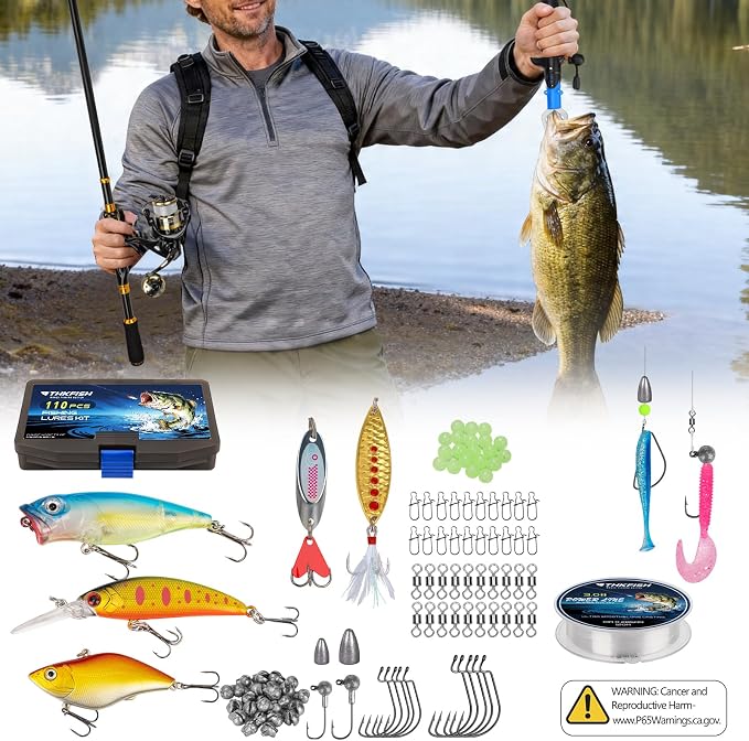 THKFISH Telescoping Fishing Rod and Reel Combo with Backpack, Carbon Fiber Travel Fishing Pole Spinning Reel Kit with Fishing Lures, Fishing Tools Kit for Men
