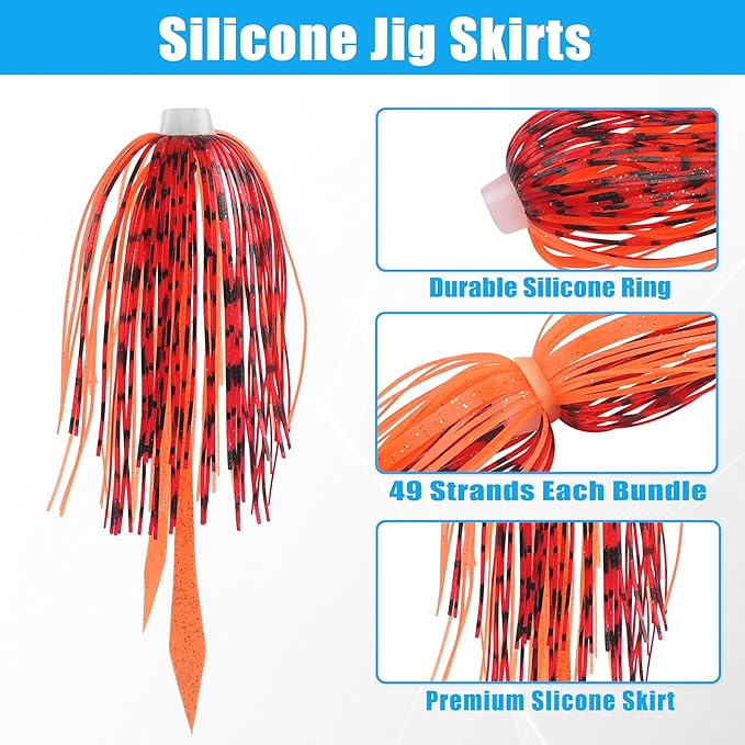 Silicone Jig Skirts Replacement 10/20pcs Bass Fishing Jigs Soft Lures Multi-Color DIY Fishing Lures Skirt for Spinnerbaits, Buzzbaits, Jig Spoons & Blade Baits