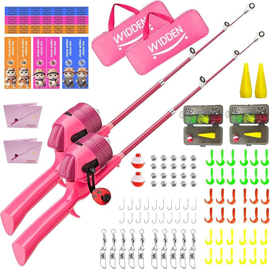 Kids Fishing Pole, Telescopic Fishing Rod, Toddler Collapsible Fishing Rod and Reel Combo with Tackle Box, Fishing Line, Bobber, and Soft Lures for Boy, Girl, Youth, Beginner, Over 4 Years Old